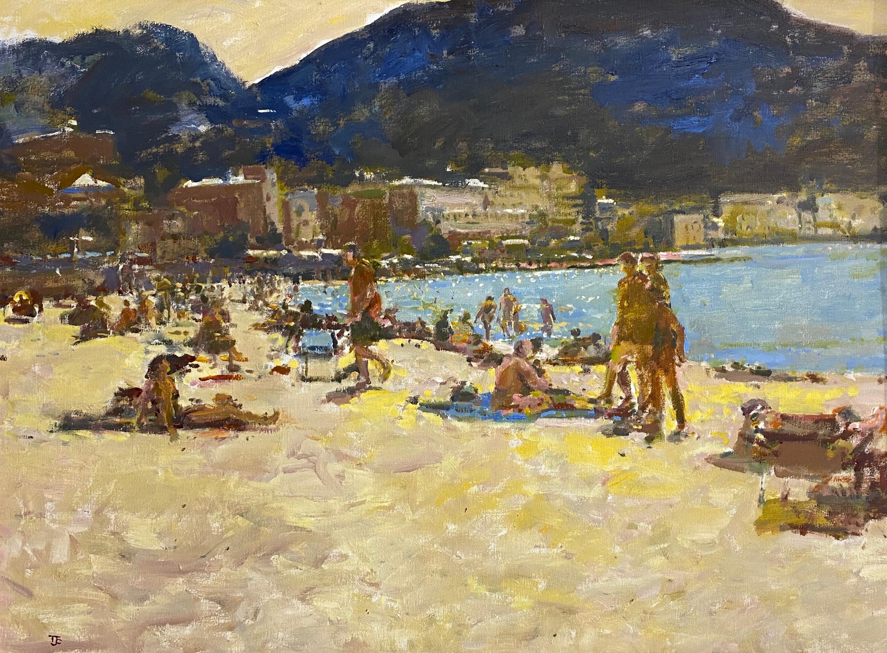 Tom Coates Figurative Painting - The beach, Port de Soller, Mallorca