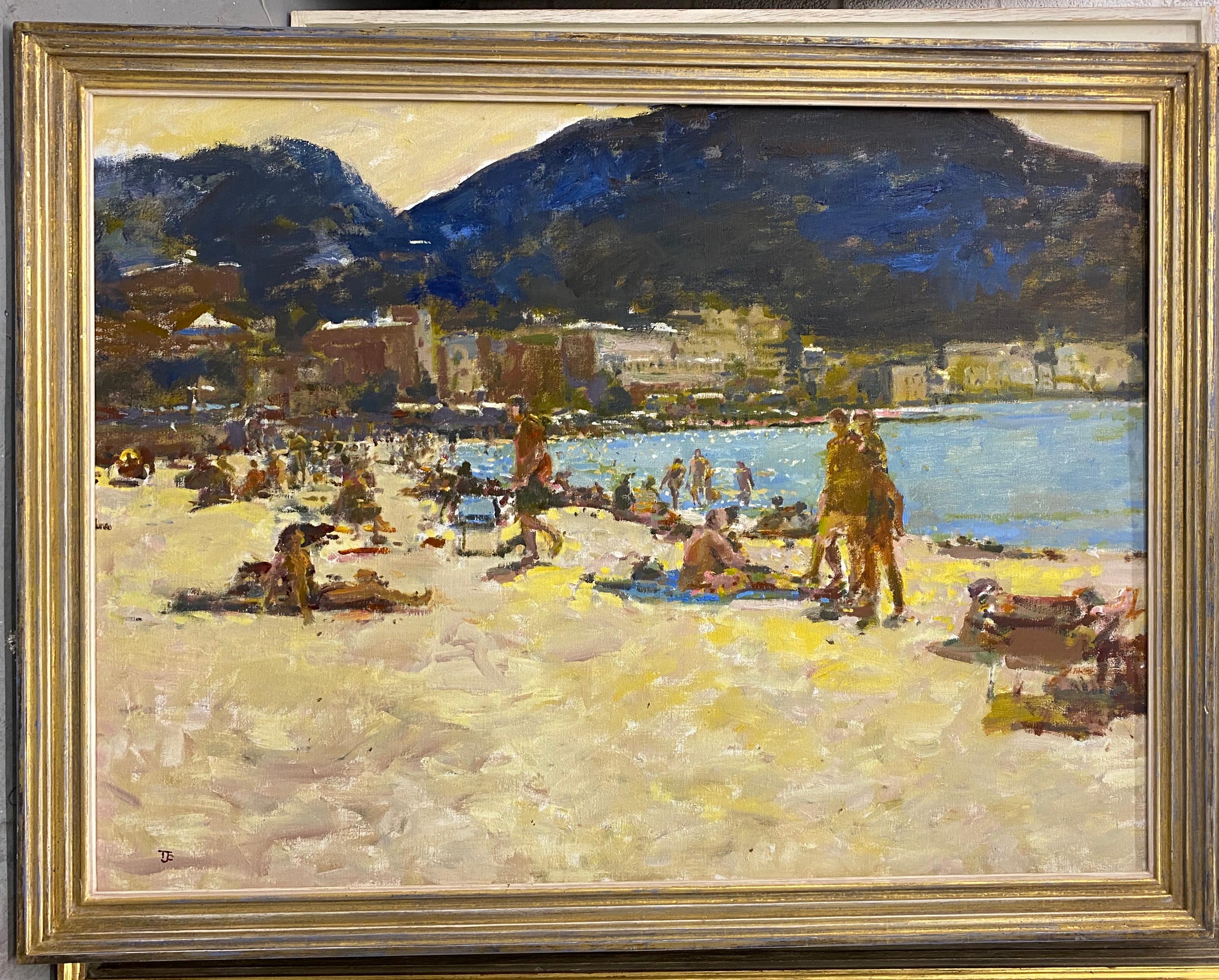 The beach, Port de Soller, Mallorca - Painting by Tom Coates