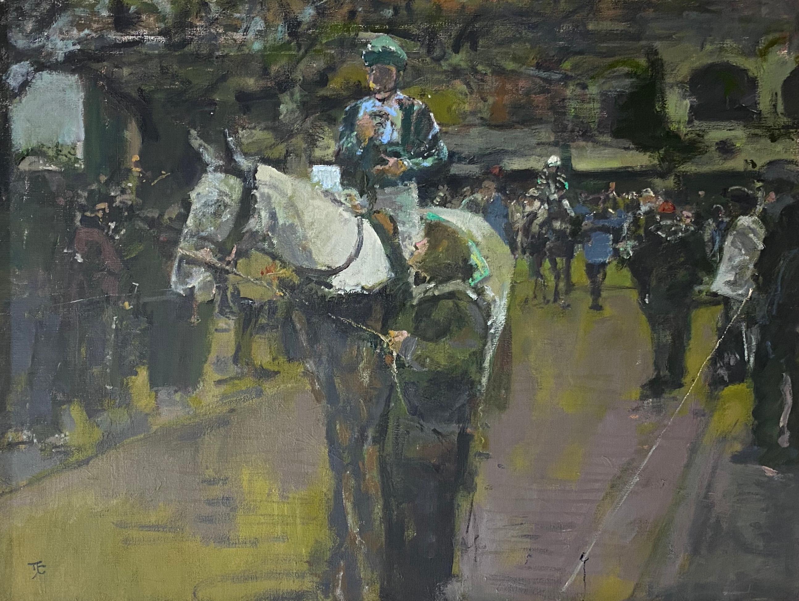 Horse and handler, Kentucky - Painting by Tom Coates