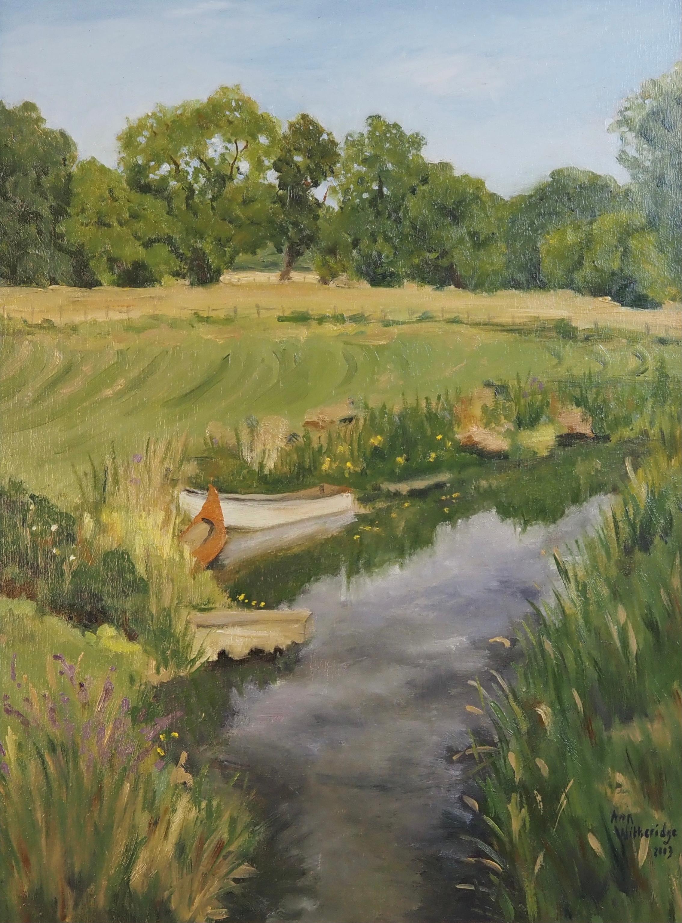 On the river Stour, Suffolk - Painting by Ann Witheridge