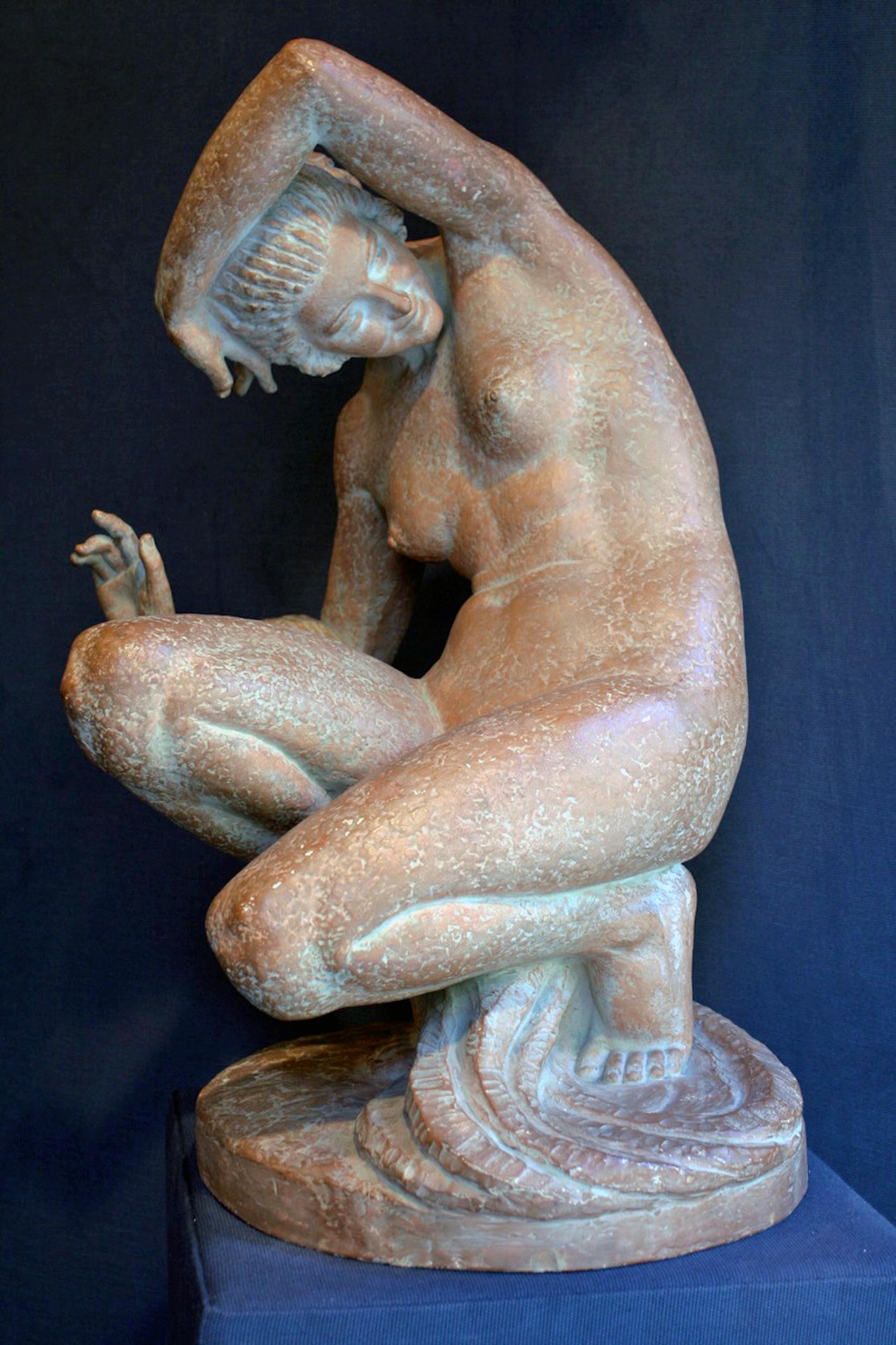 Sculpture de nu féminin en terre cuite de Marcel Bouraine (1886-1948)