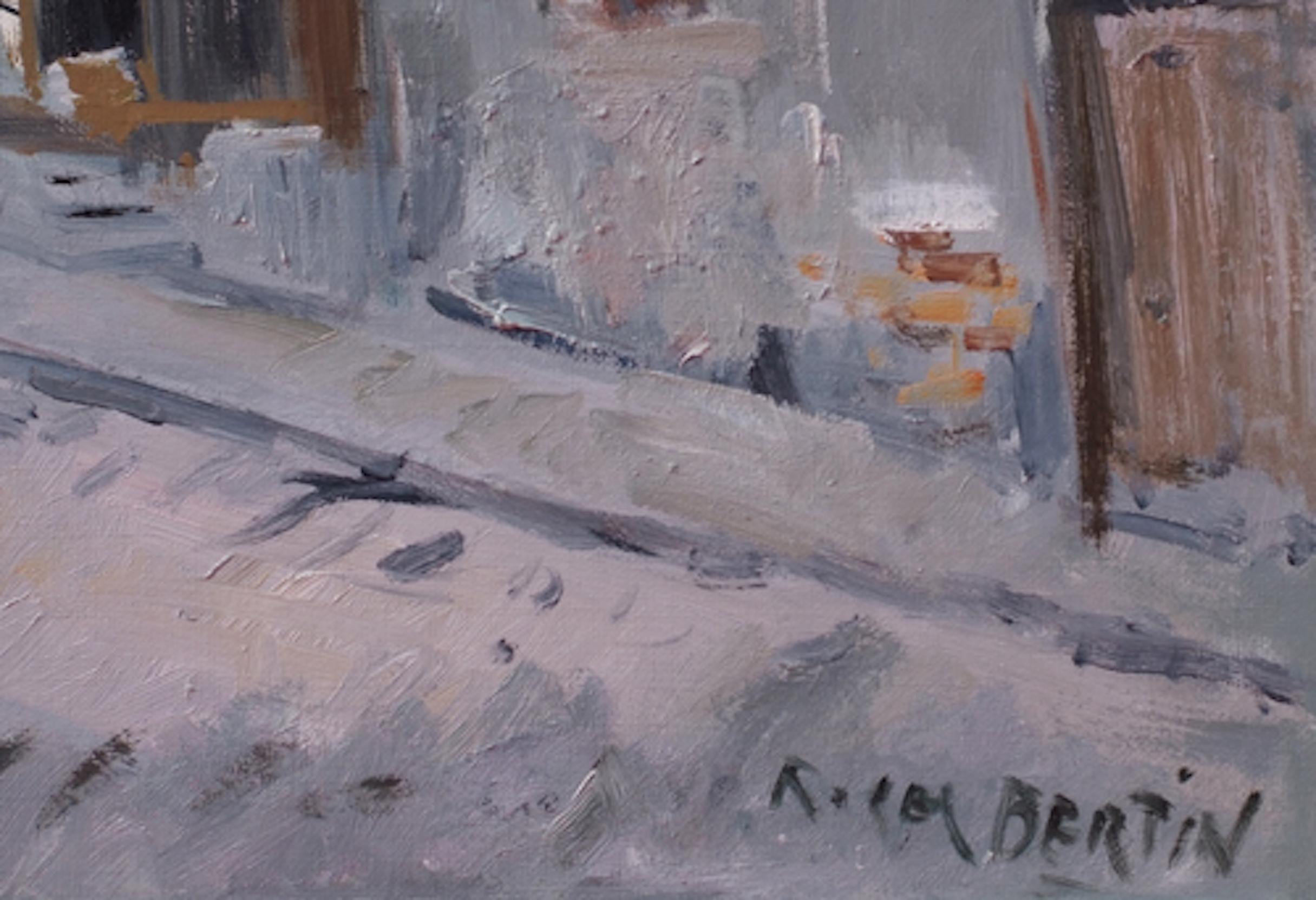 Paris Montmartre Street, Postimpressionist painting - Painting by BERTIN Roger