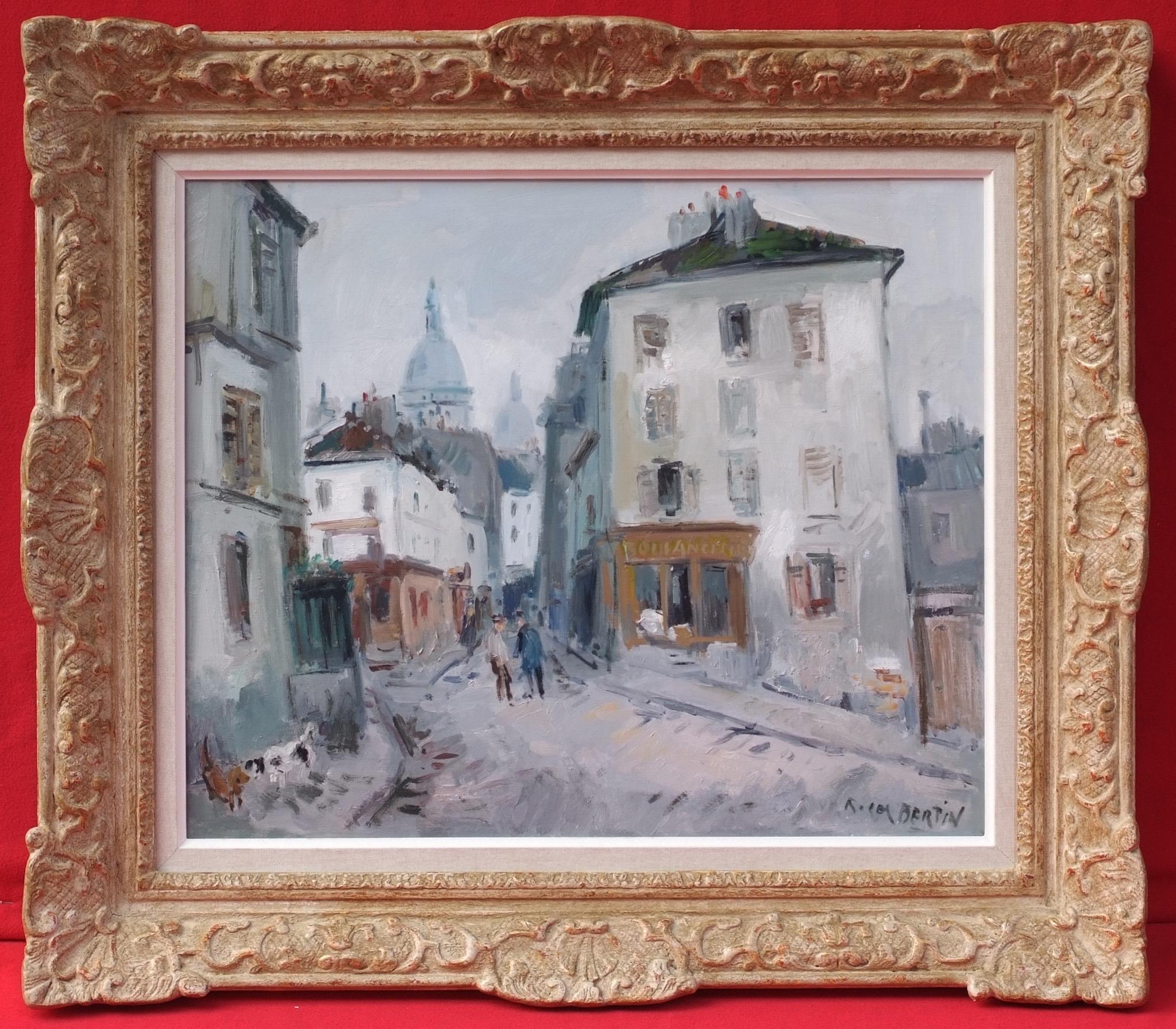 Landscape Painting BERTIN Roger - Paris Montmartre Street, peinture postimpressionniste