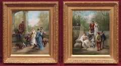 Genre scene in the Royal Park from 16th Century in Pair