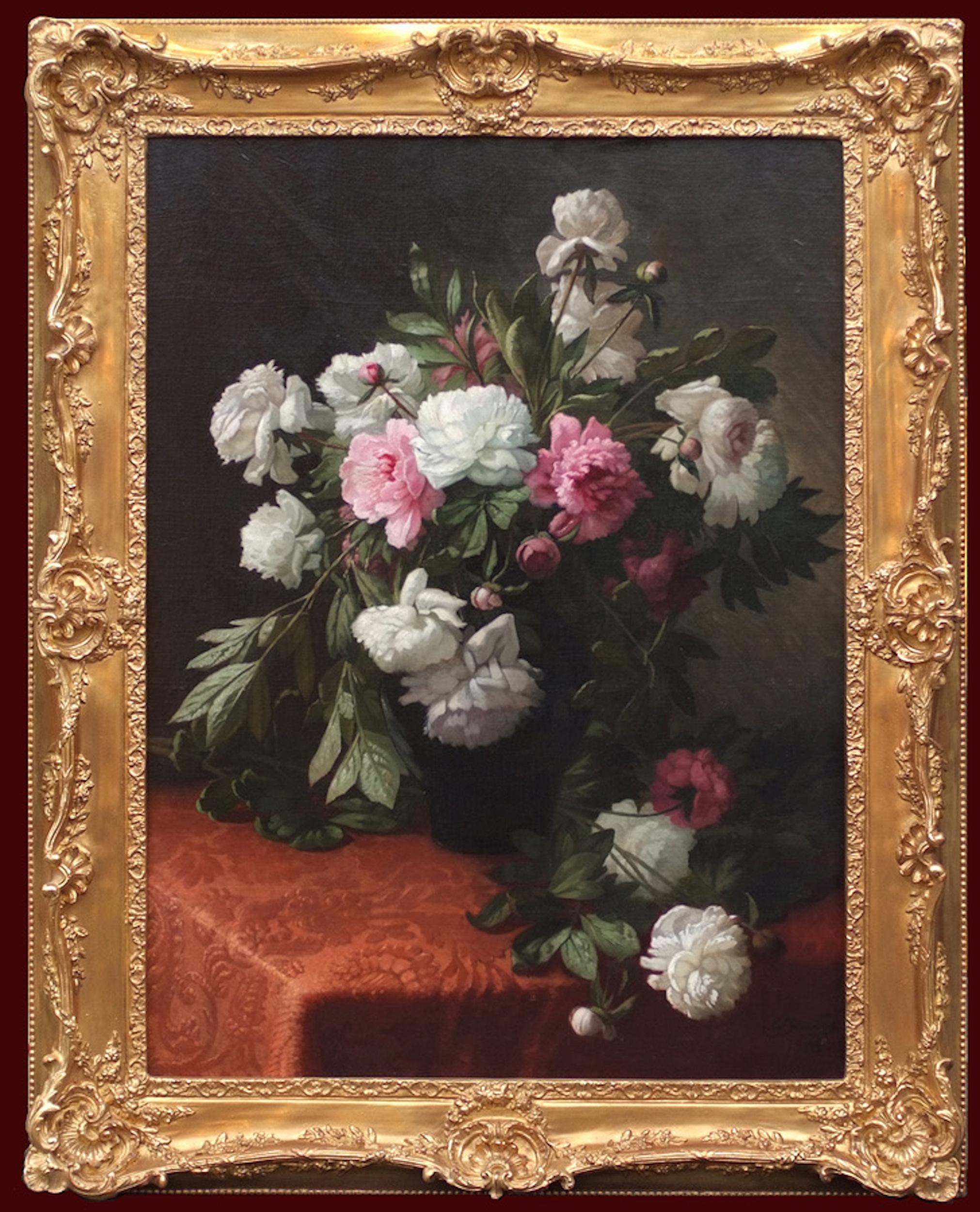 Big Painting of Flowers 19th Century