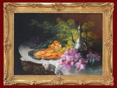 Tables décoratives avec orchidées, peinture du 19ème siècle