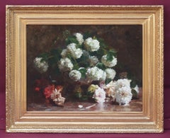 Throw of snowball Flowers and Roses, Painting 19th century