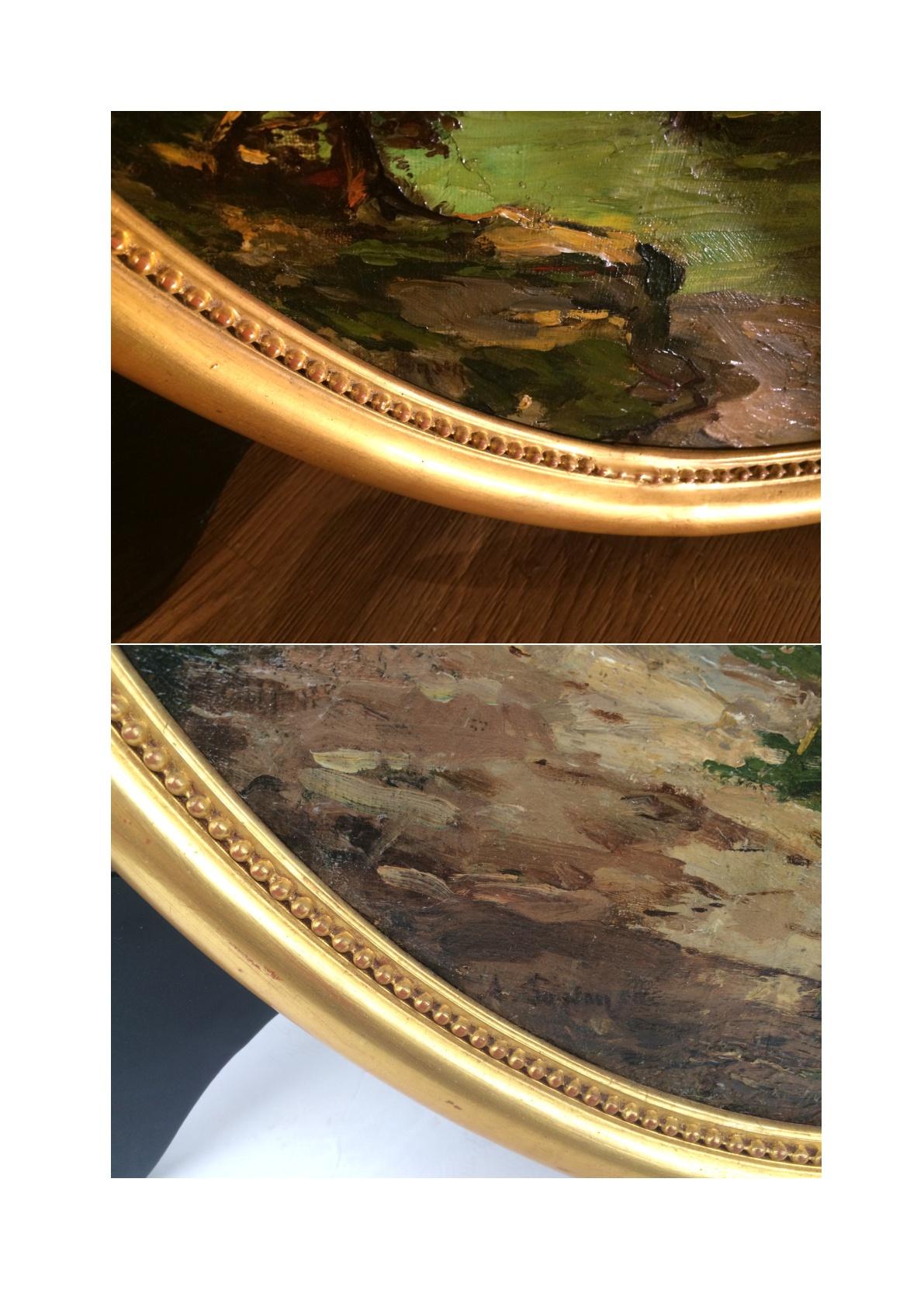 PONSON Etienne Aimé (1850-1924)
French Provence Mediterenean Landscape
Oils on canvas in Pair signed low
Old frames gilded with leaves
Dim canvas (each) : 54 X 46 cm
Dim frame (each) : 60 X 52 cm

PONSON Etienne Aimé (1850-1924)
French painter 19th