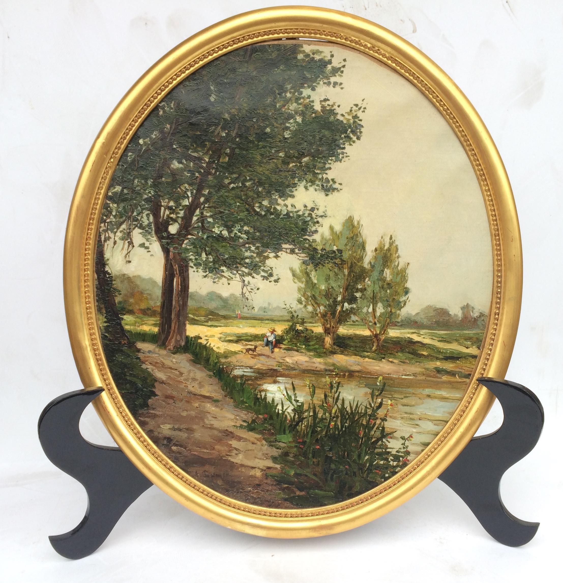 Landscape from French Provence, Painting  19th Century For Sale 1