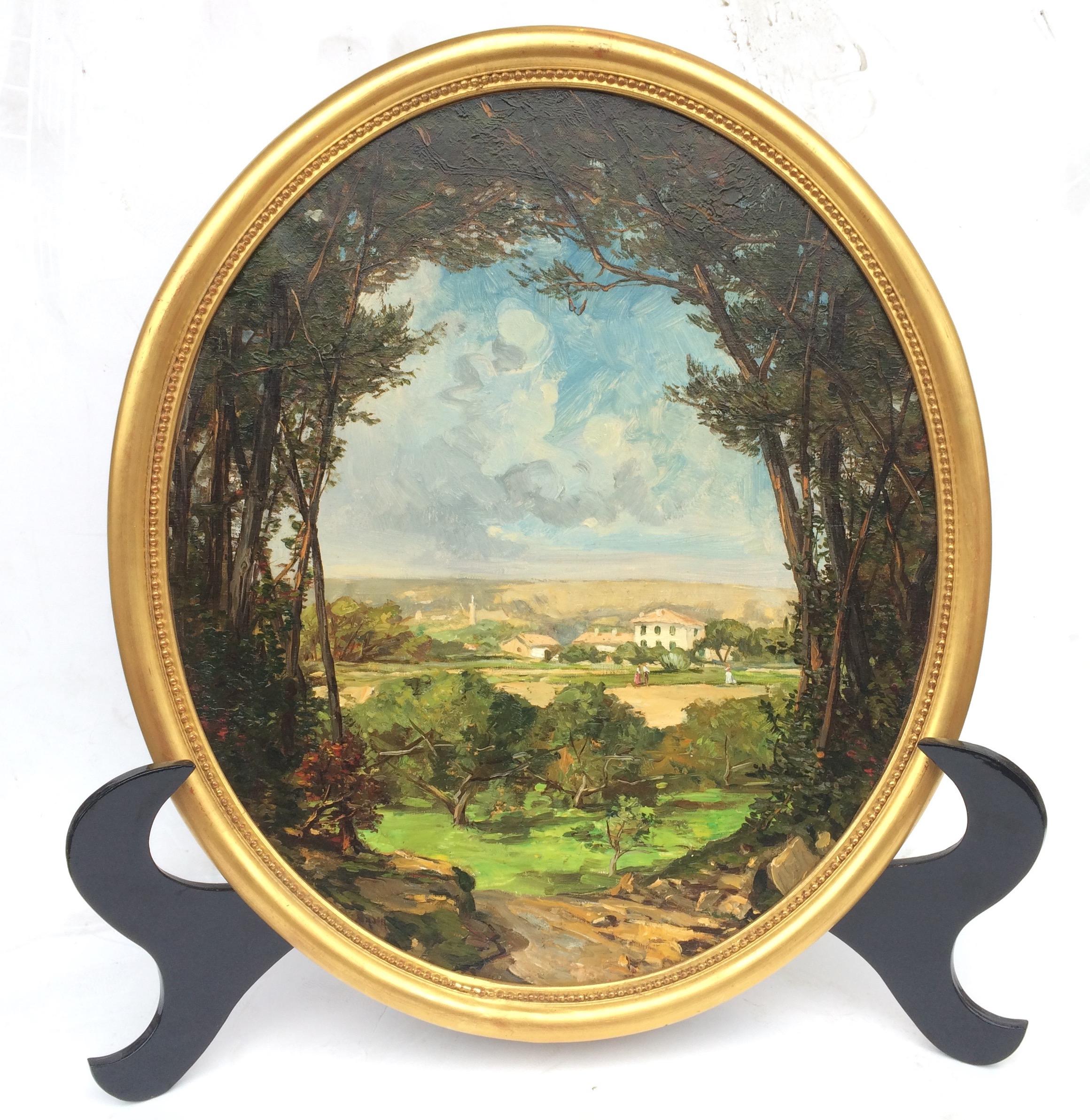 PONSON Etienne Aimé (1850-1924)
Provenza francese Paesaggio mediterraneo
Oli su tela in coppia firmata in basso
Vecchie cornici dorate con foglie
Dimensioni della tela (ciascuna) : 54 X 46 cm
Dimensioni della cornice (ciascuna) : 60 X 52 cm

PONSON