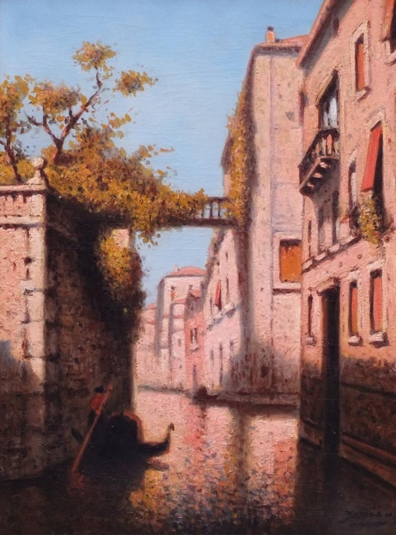 Paintings Early 20th century - Venice views in pair - Brown Landscape Painting by MIRO LLEO Gaspar 