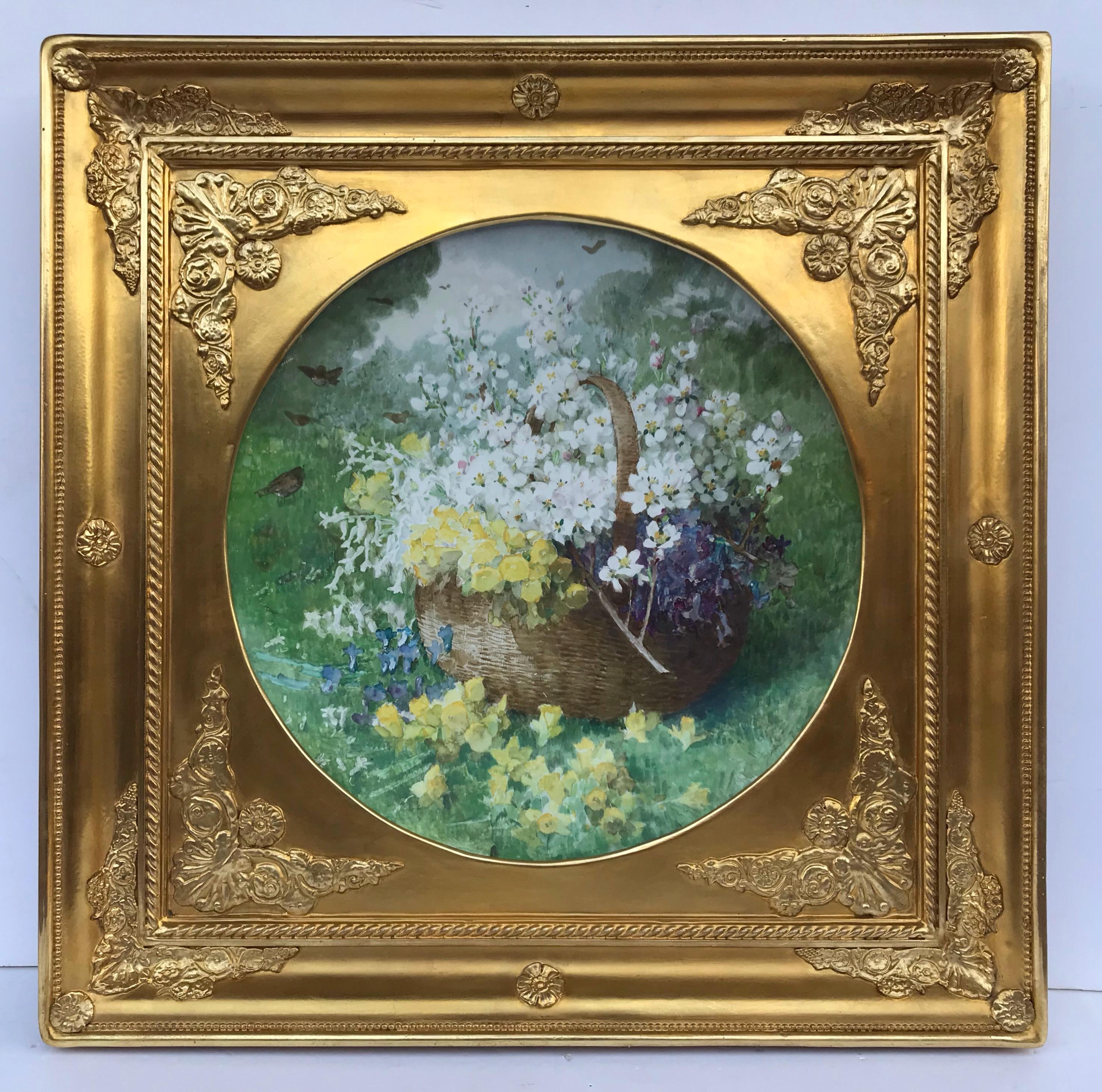 QUOST Ernest Still-Life Painting - Flowers Painting on Porcelain Plate