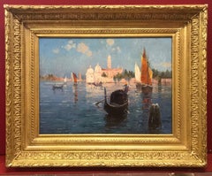 Antique Venice Laguna with Gondola