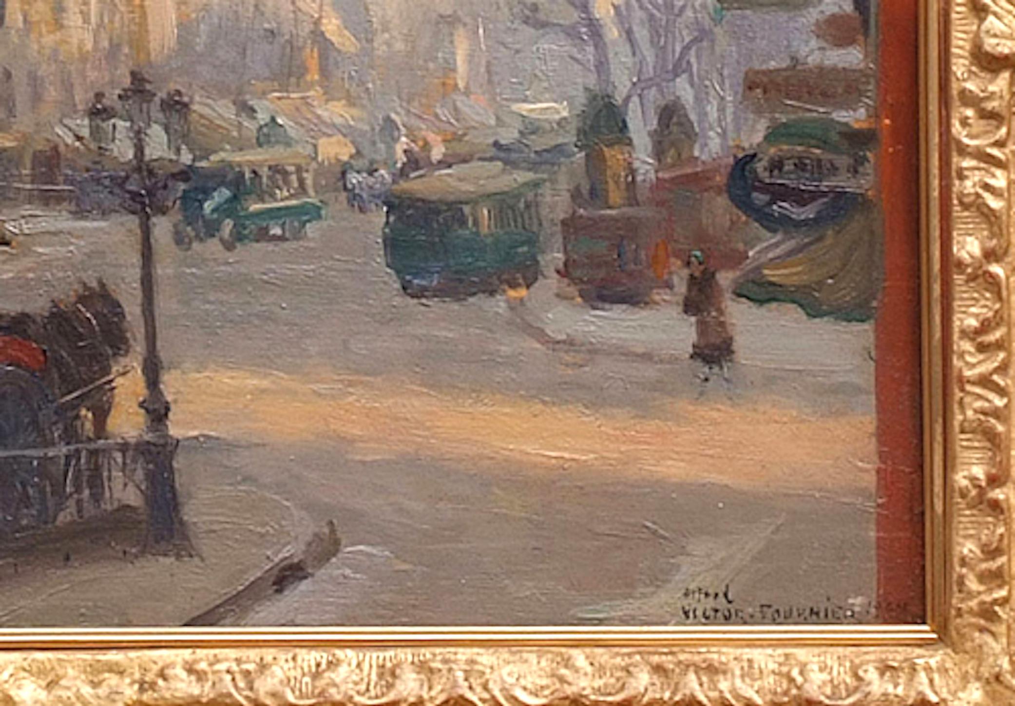 Paris, Boulevard Porte Saint Denis - Painting by Fournier Victor Alfred