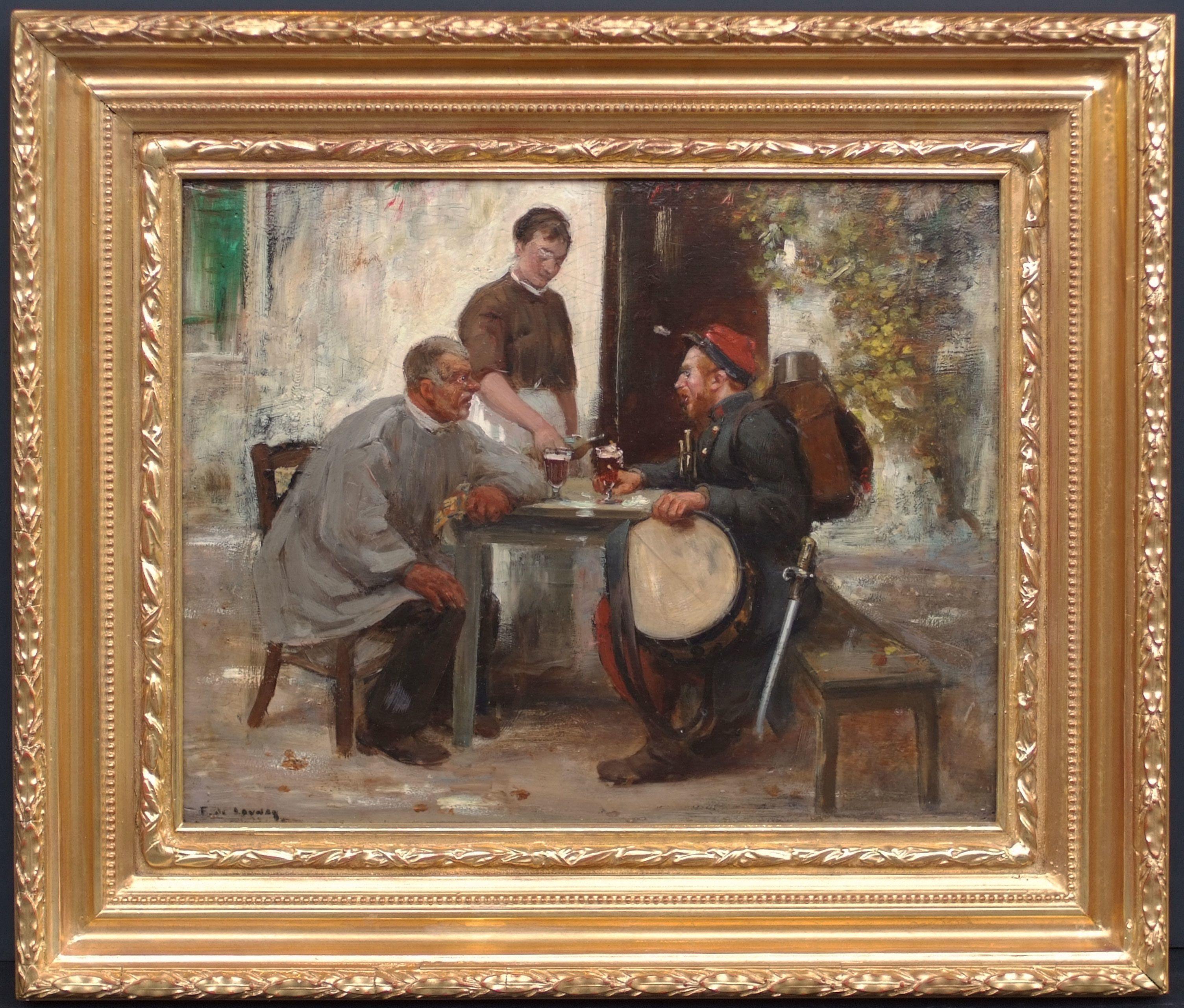 DE LAUNEY Fernand Portrait Painting - Break at the Inn for the Rural Policeman 19th Century