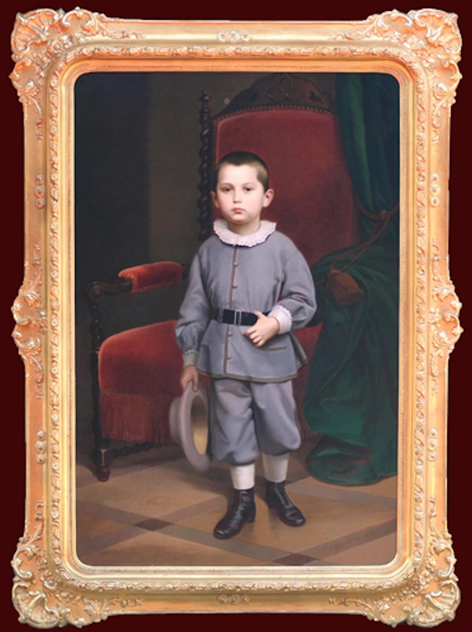 Portrait Painting di Carl Gutsch - Ritratto di un ragazzo 1865