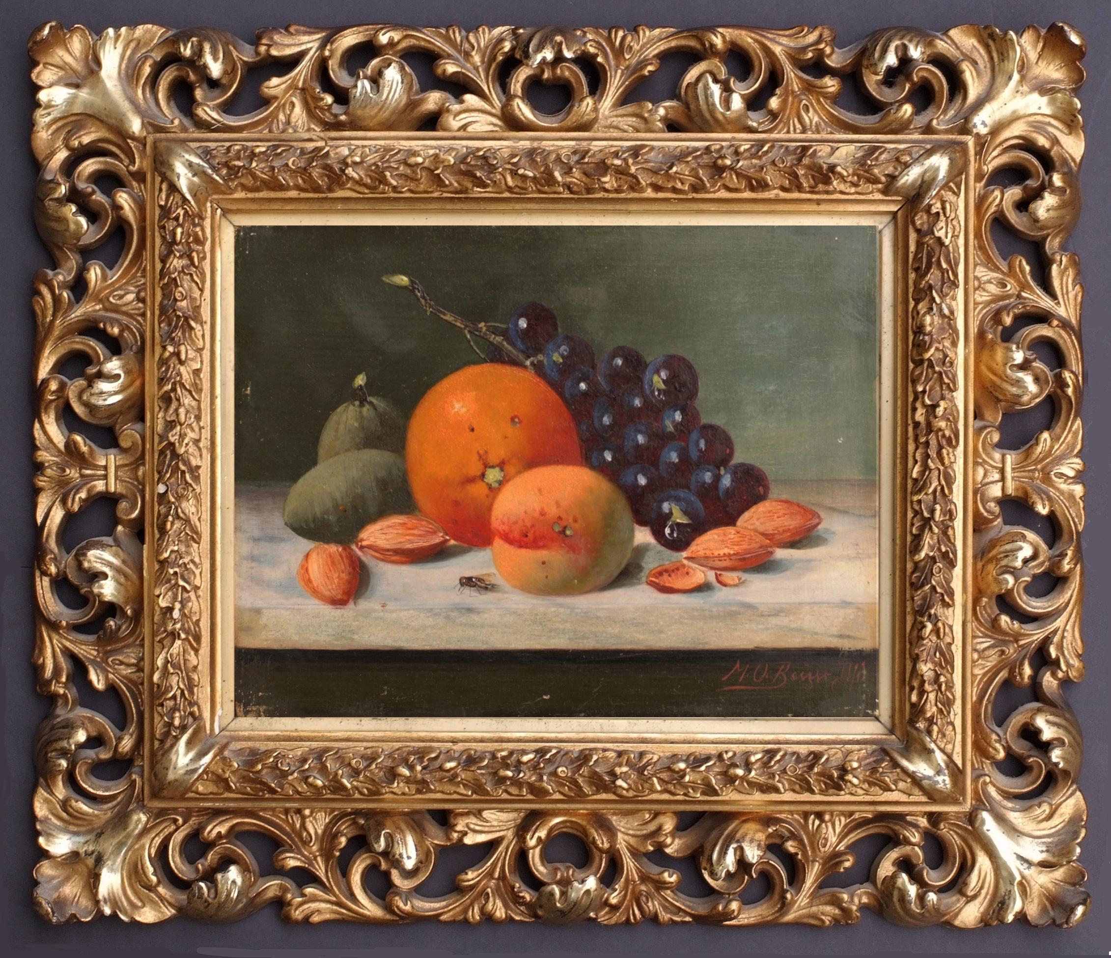 Stillleben mit Früchten:: Paar (Braun), Still-Life Painting, von MAX OTTO BEYER 