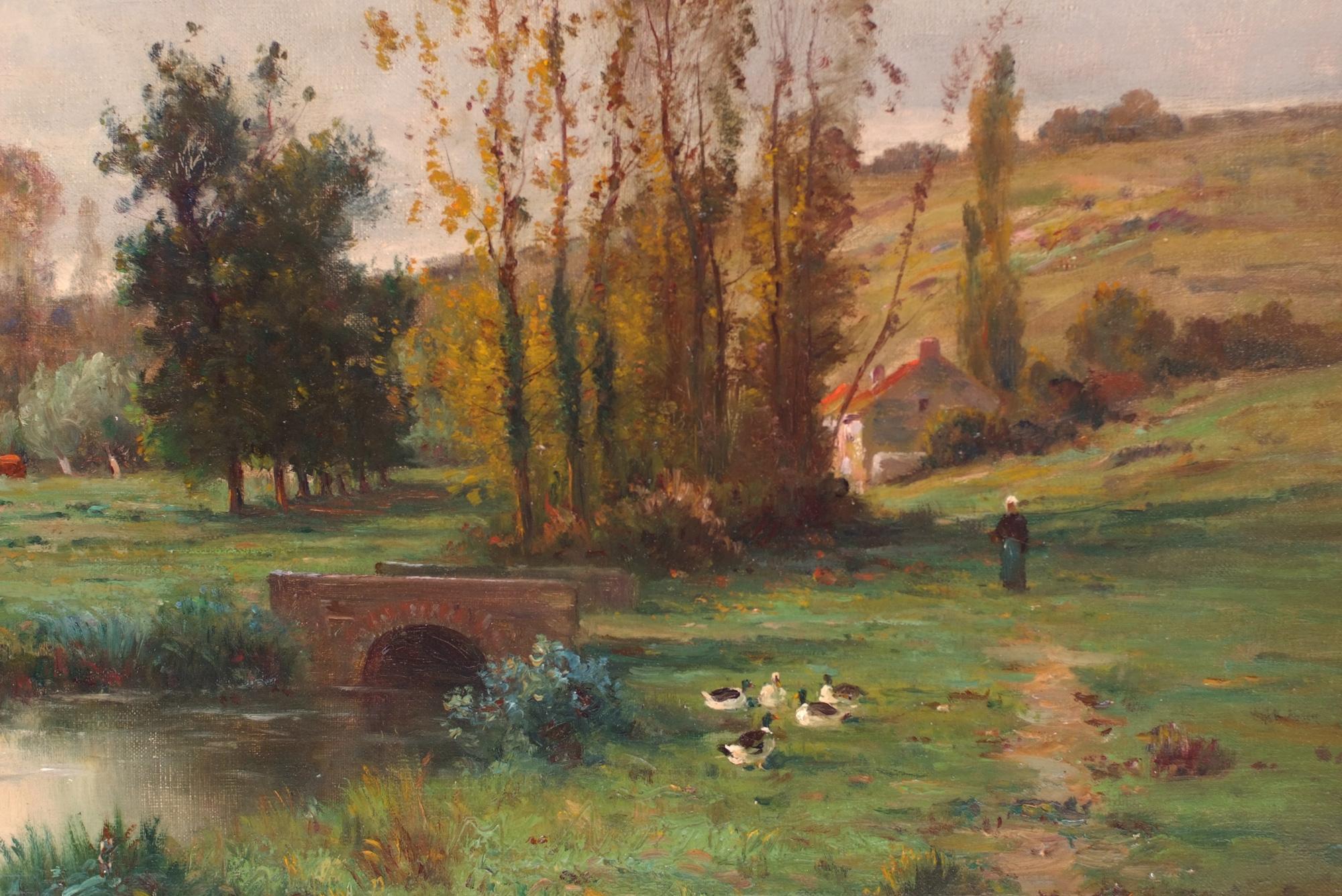 Landscape by the Pond  - Academic Painting by MORIN Adolphe