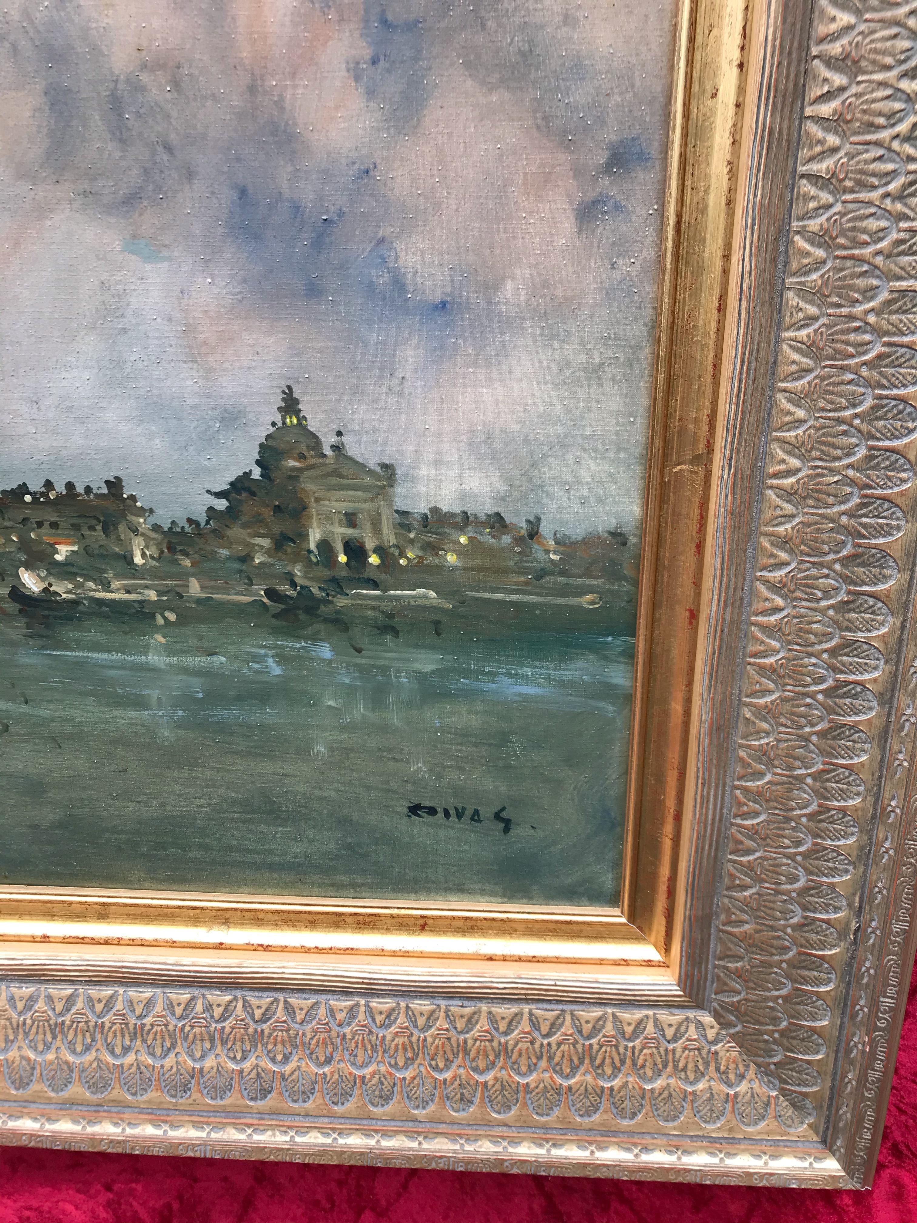 RIVA Giovanni (1890-1973)
Isla de San Giorgio, Venecia
Óleo sobre lienzo firmado abajo a la derecha
Nuevo marco dorado
Dim lienzo : 60 X 120 cm
Dim marco : 84 X 144 cm

RIVA Giovanni (1890-1973)
Escuela Italiana - Siglo XX
Pintor y escultor nacido