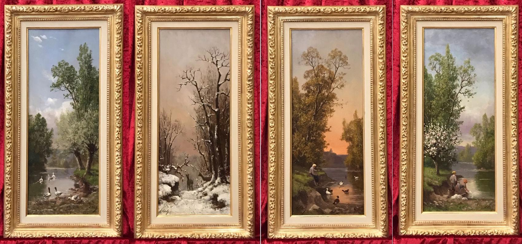 SCHULTZ Adrien Landscape Painting - The Four Seasons - Four Original Paintings 19th Century