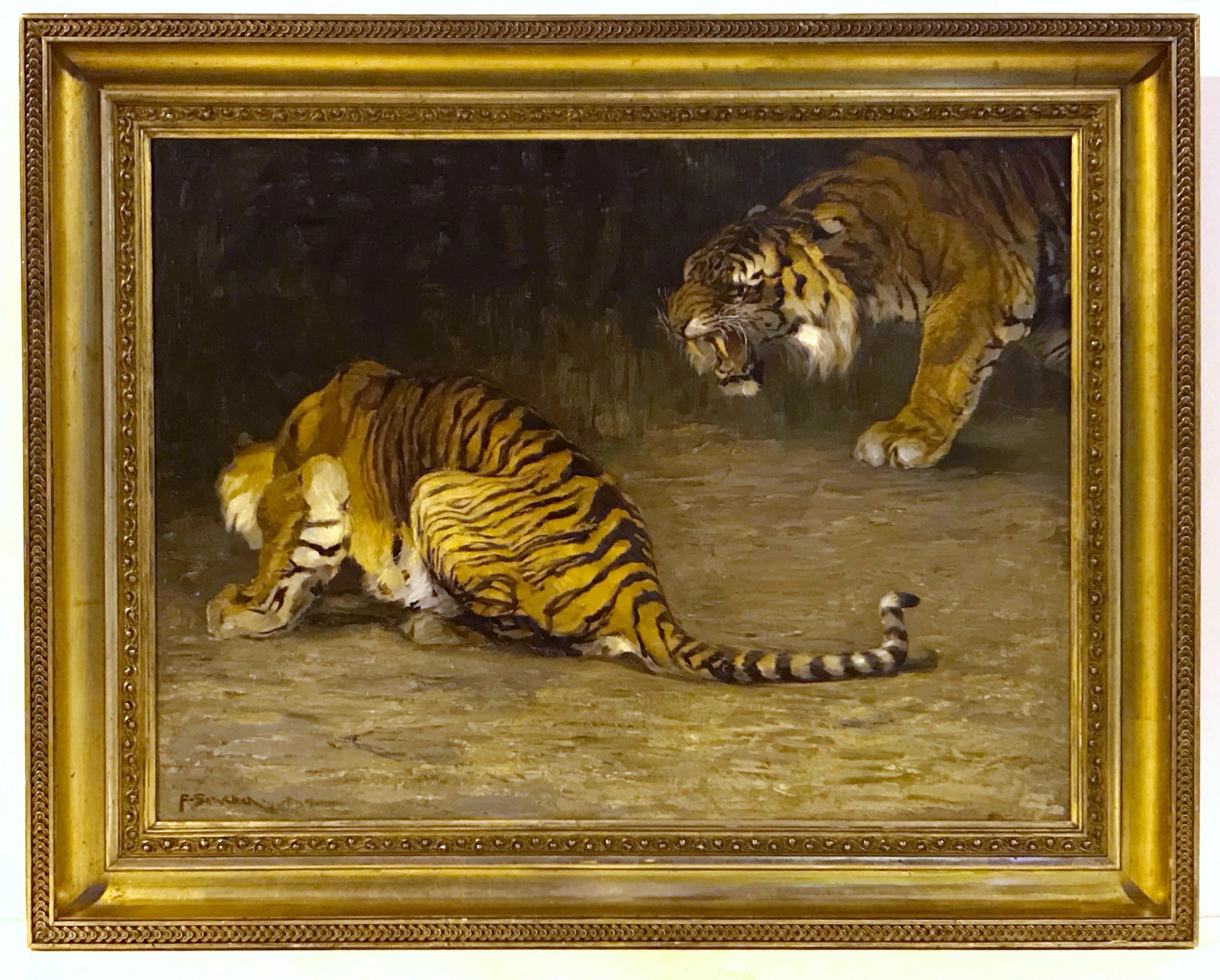 Ferdinand SCHEBEK   Animal Painting - Tigers of Bengal  