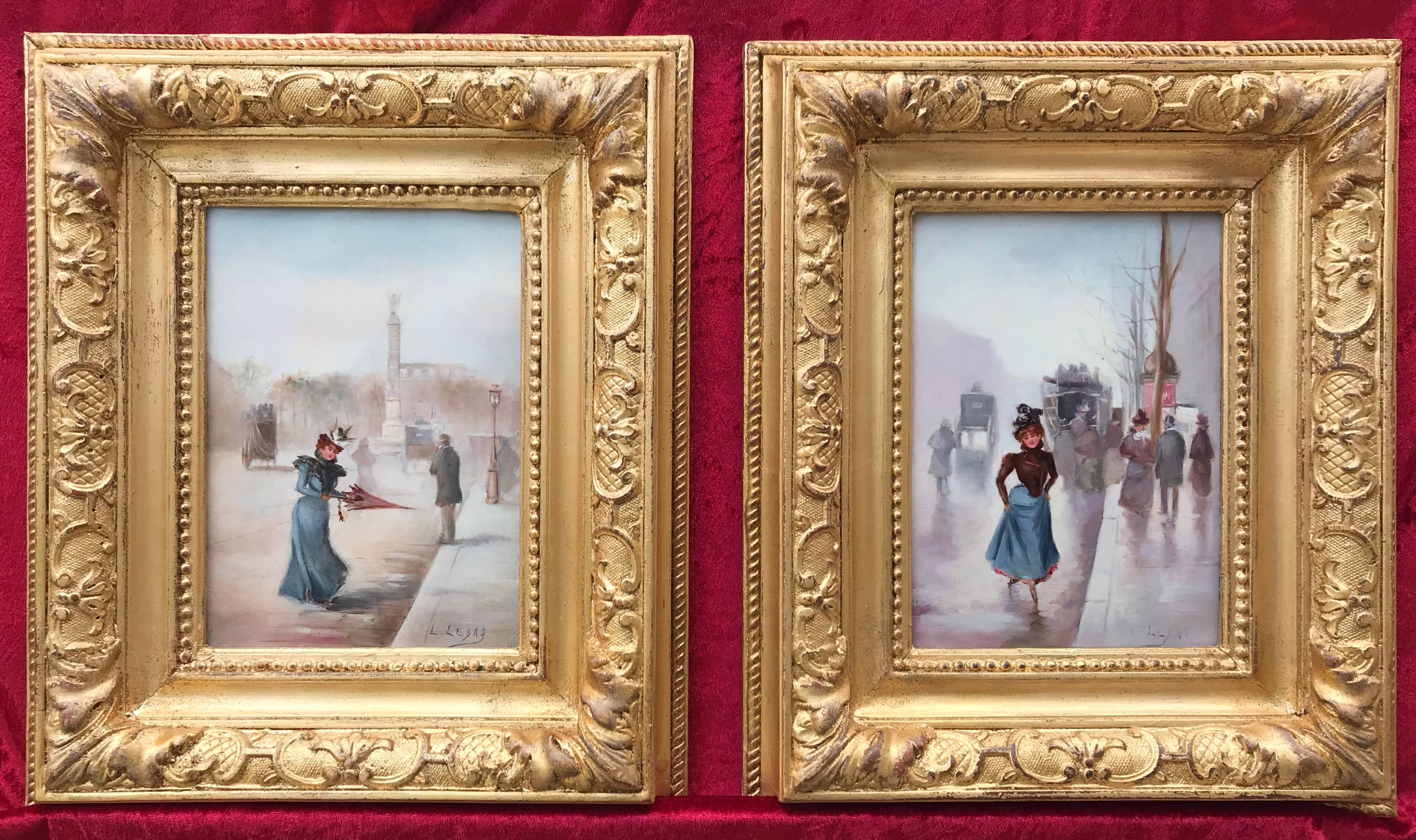 Damen in der Pariser Straße – Belle Epoque-Periode – Original Paar