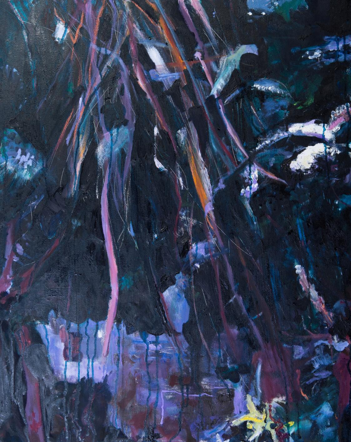 Katherine Russell Abstract Painting - ' Night Scene '  oil on canvas 