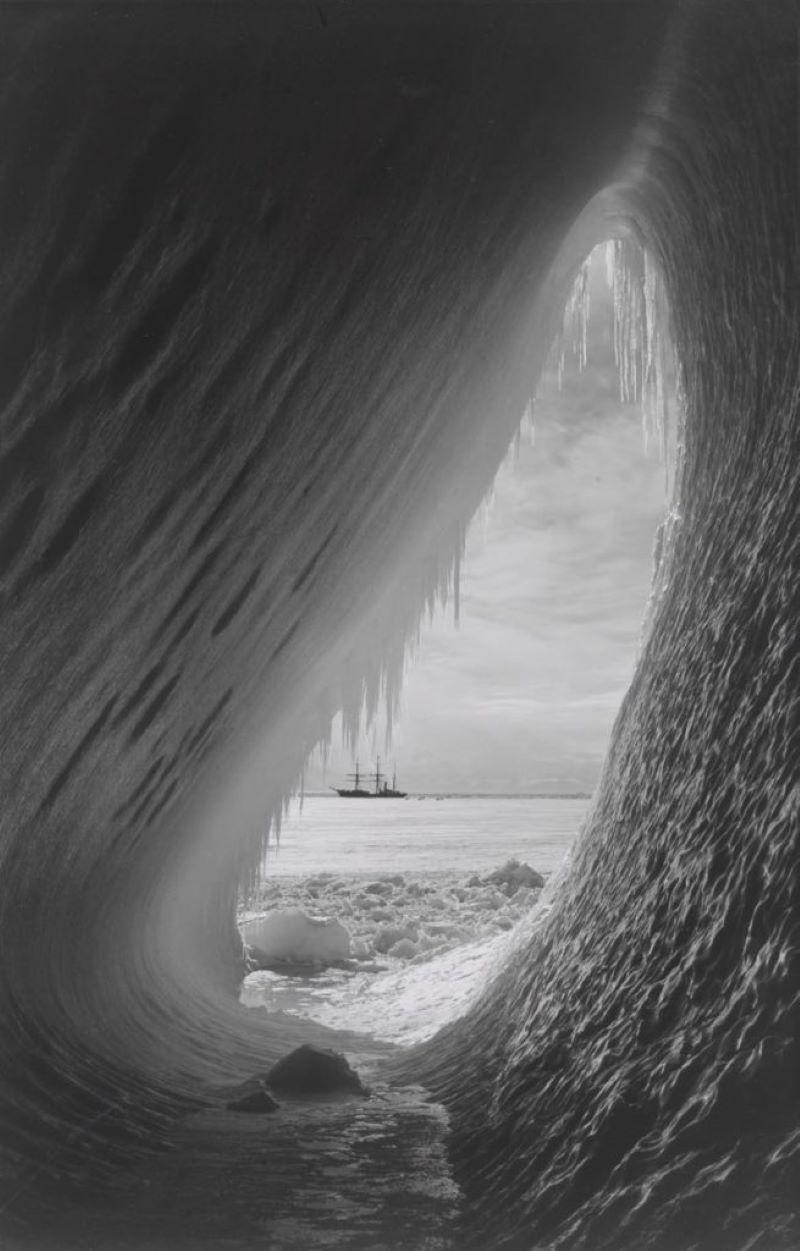 Herbert Ponting Black and White Photograph - Ice Cavern (1910-13)