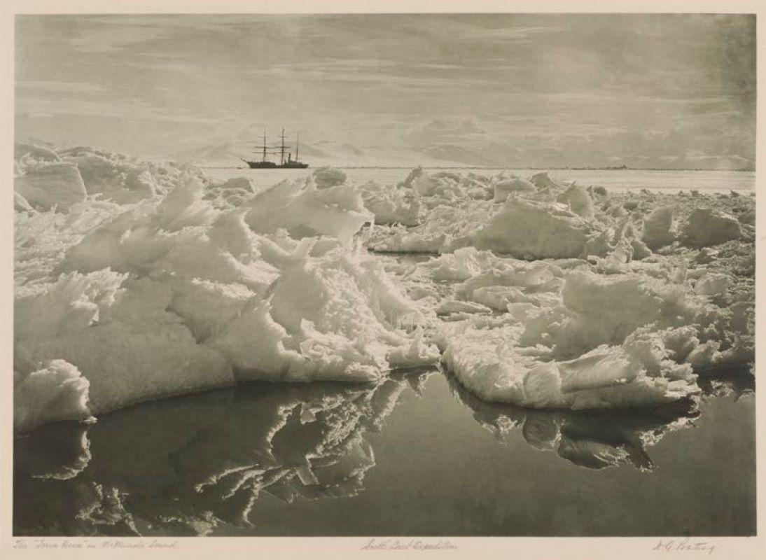 Herbert Ponting Black and White Photograph – The Terra Nova in McMurdo Sound (1910-13)