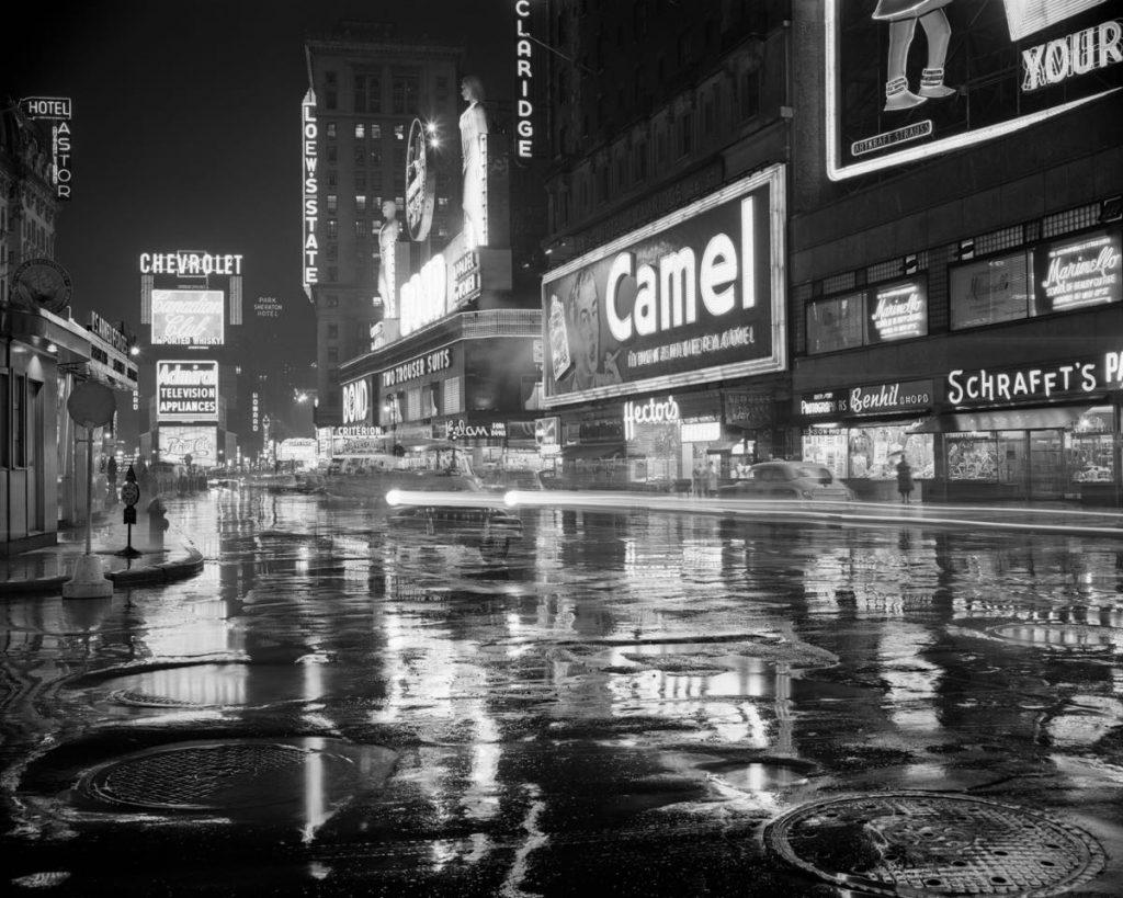 H. Armstrong Roberts Landscape Photograph - Times Square at Night (1953) Silver Gelatin Fibre Print - Oversized 