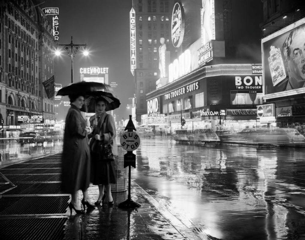 H. Armstrong Roberts Landscape Photograph - Rainy Time Square (1953) Silver Gelatin Fibre Print - Oversized 