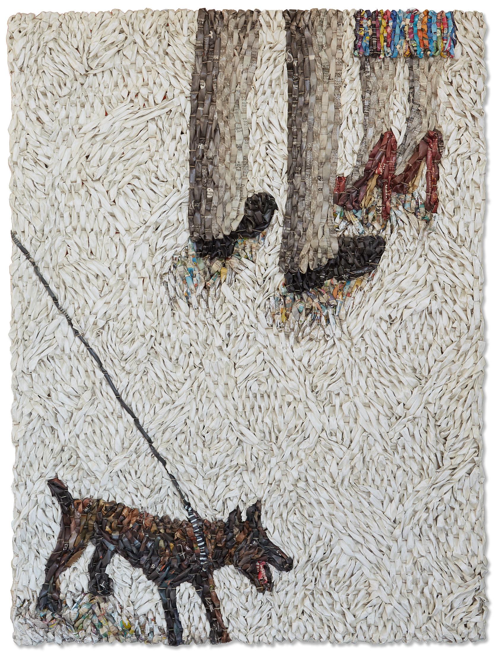 Dog on Leash with Two People - Art by Gugger Petter