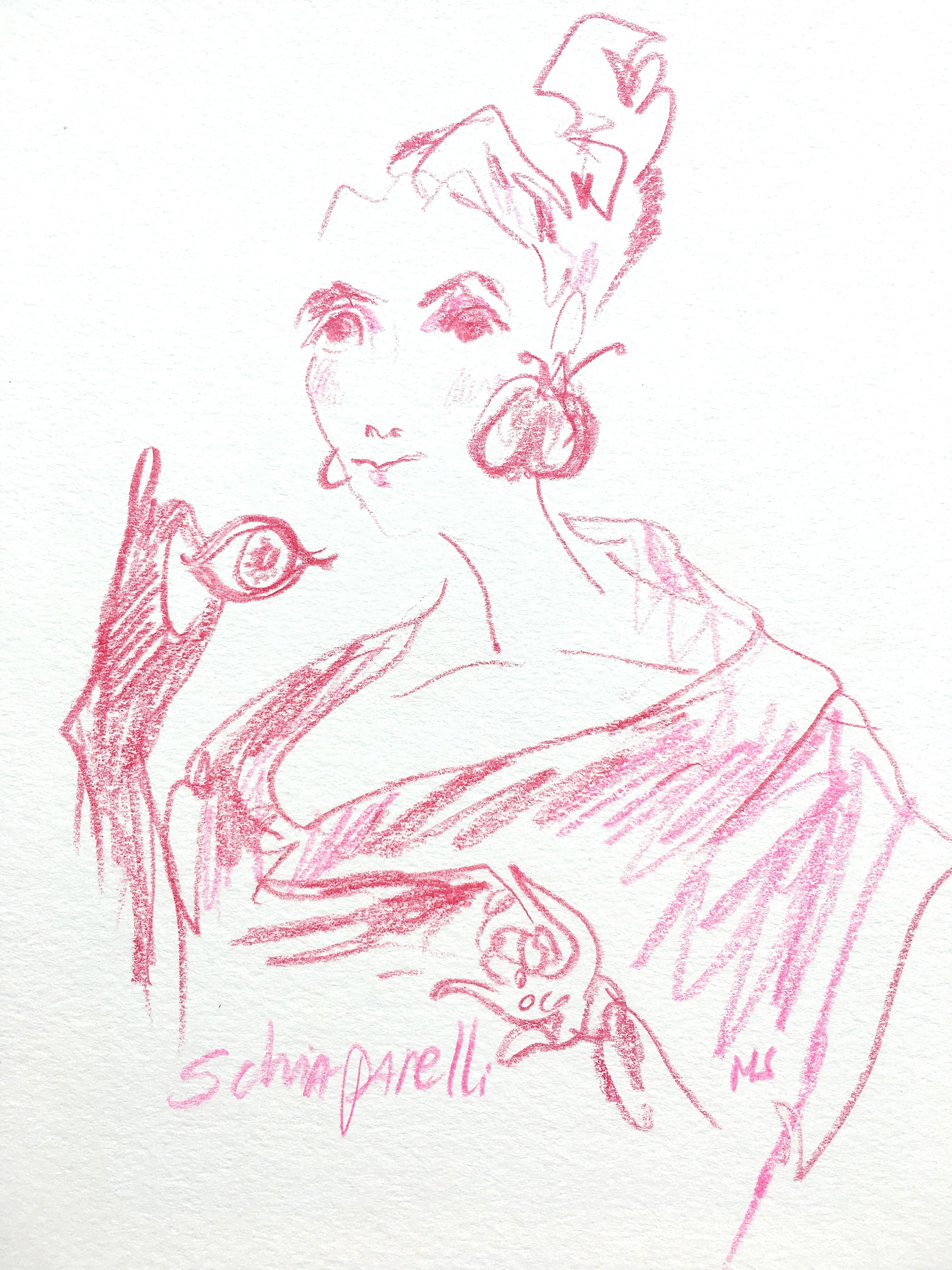 Elsa Schiaparelli, 2018,  Portrait. Color Pencil on Paper 