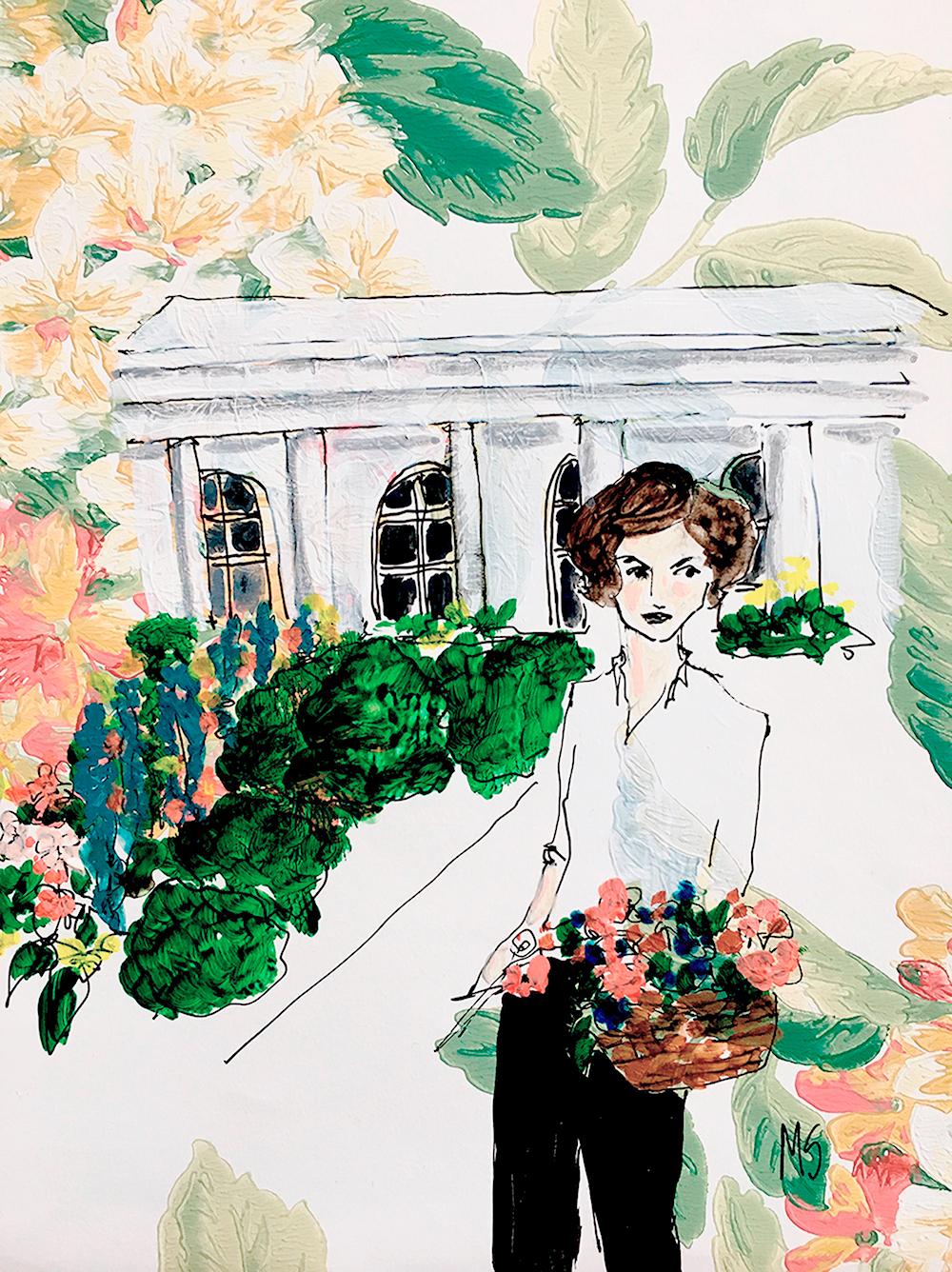 Jackie in the white house - Painting by Manuel Santelices