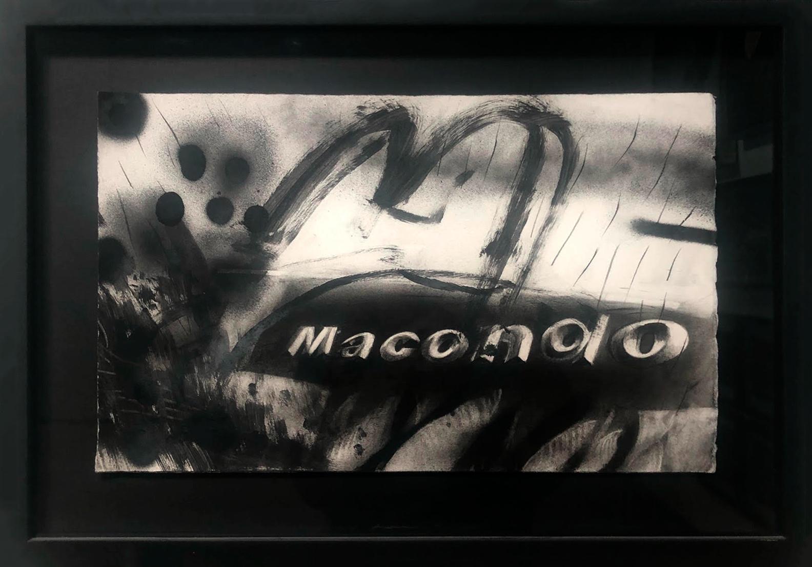 Mac II, Charcoal on paper painting (Framed) - Painting by Gonzalo Fuenmayor