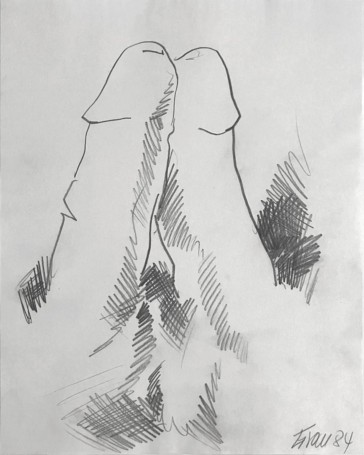 Nude Enrique Grau - Sans titre, dessin de nu sur papier