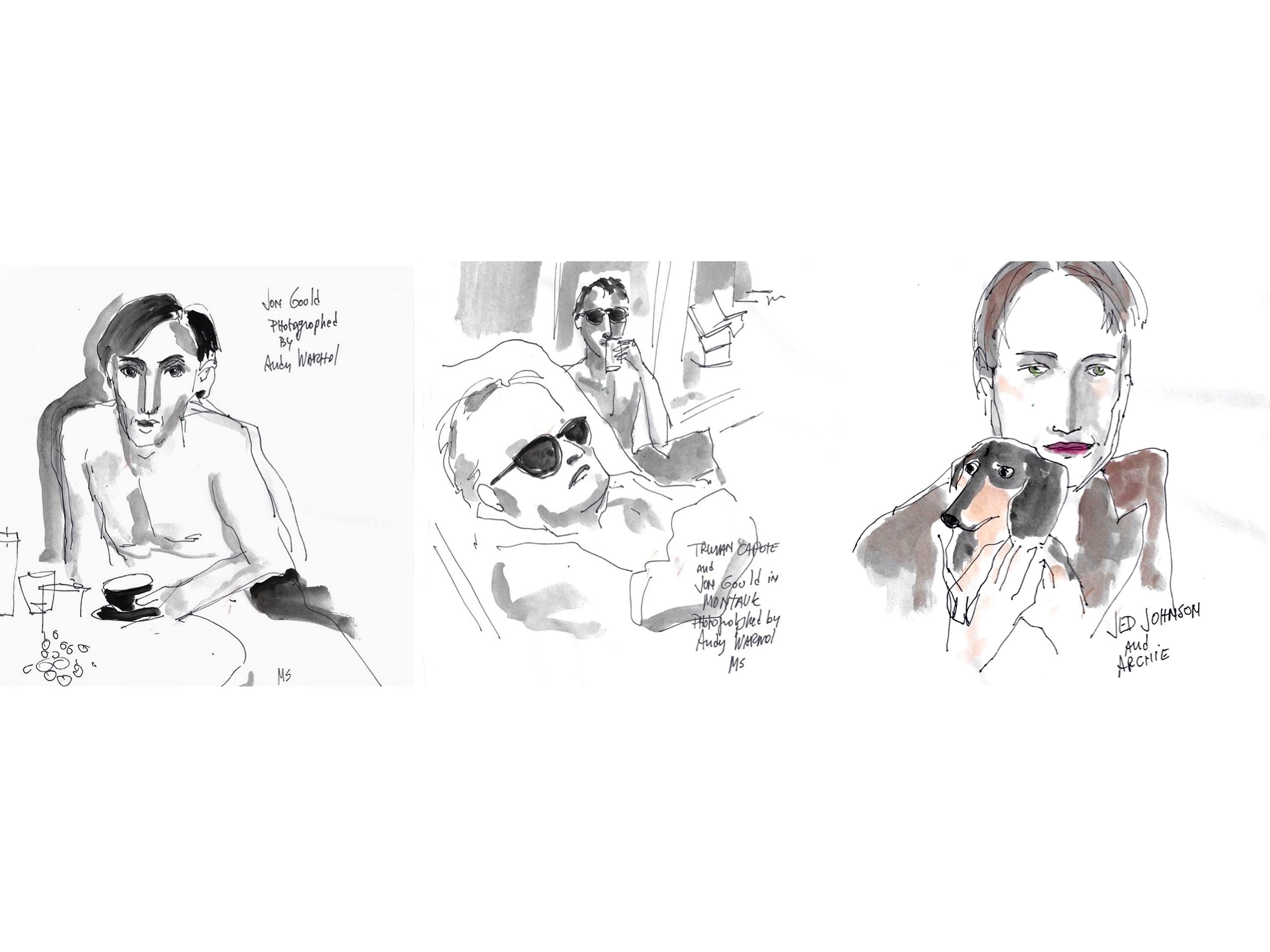 Tríptico De la serie El amor de Andy. Dibujos