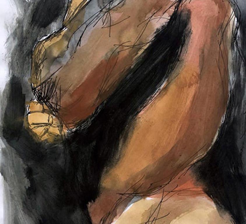Pity June 4th. Nude watercolor on paper - Contemporary Art by Celso José Castro Daza