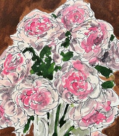 A vase full of Roses. Ink pen, Gouache, and watercolor on paper