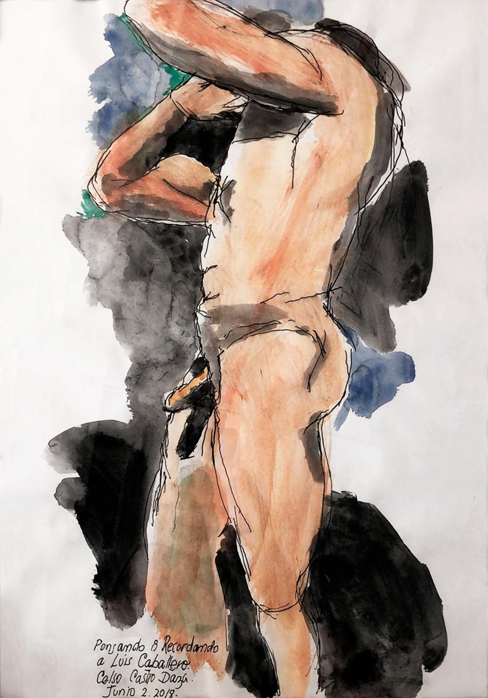 From the Duchándome Nude, Series. Set of 12 Watercolors & Ink on archival paper For Sale 4