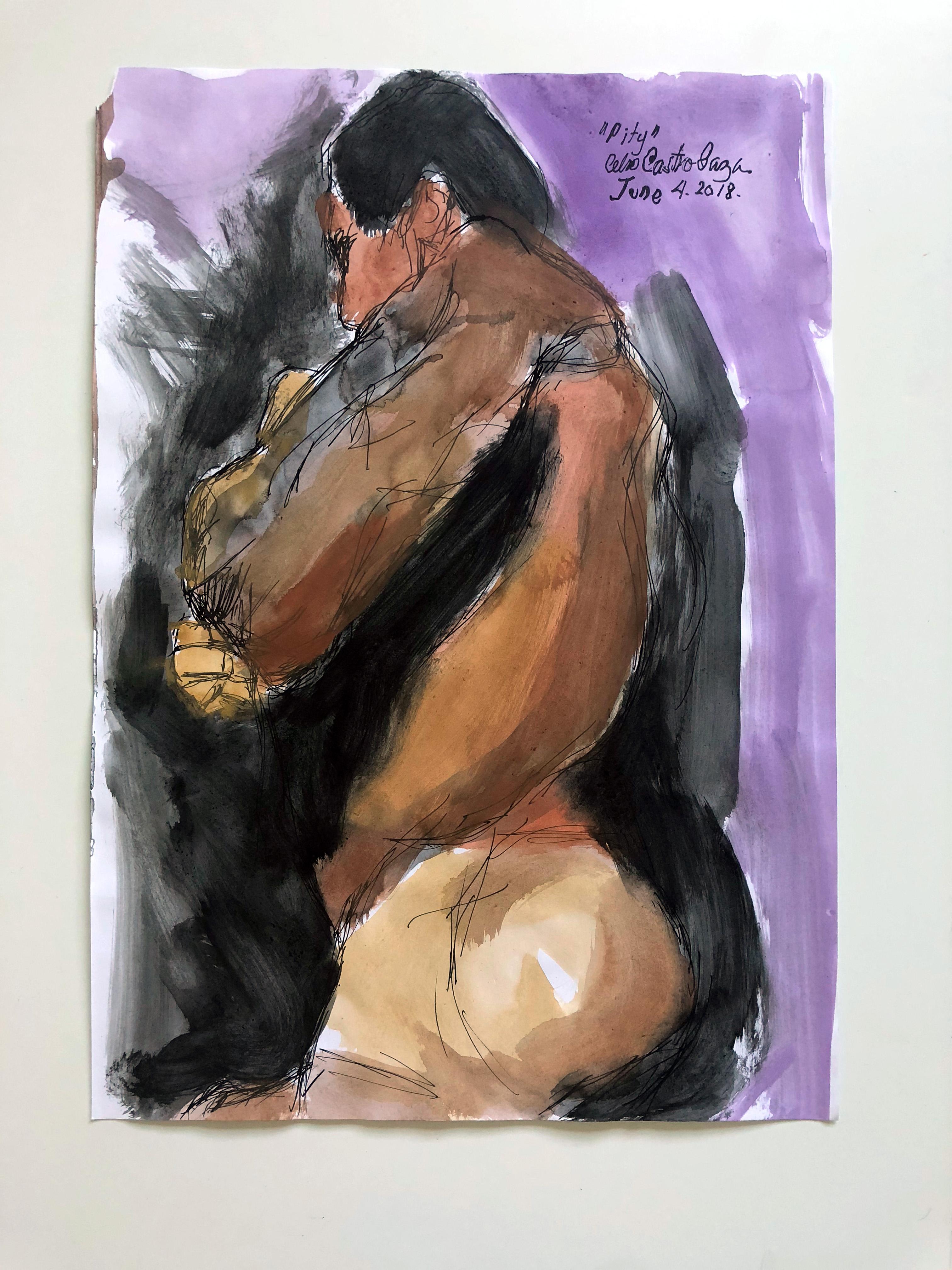 Aus der Reihe Duchándome Nude, Serie. Set von 12 Aquarell- und Tinte-Aquarelle auf Archivpapier im Angebot 5