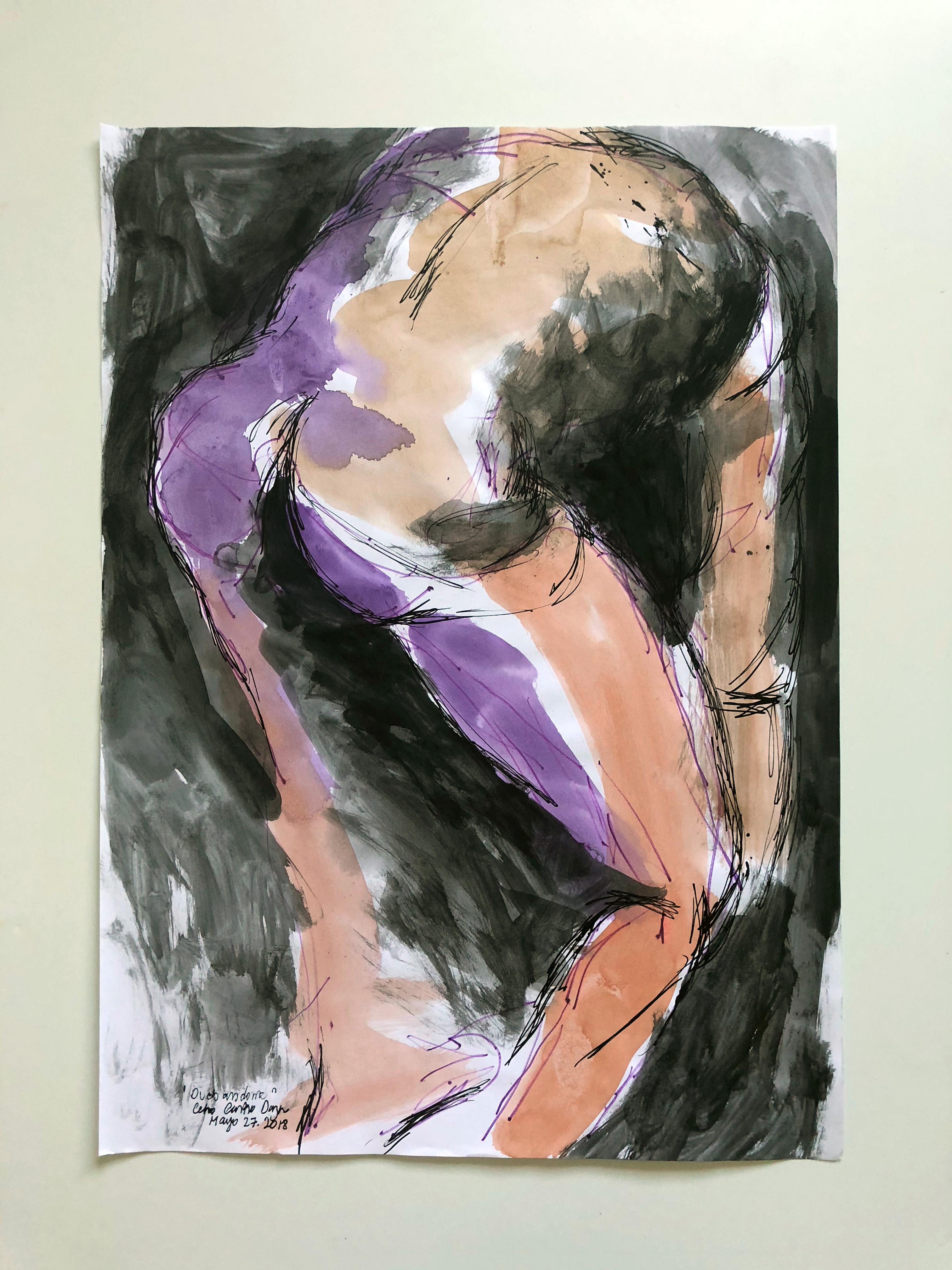 From the Duchándome Nude, Series. Set of 12 Watercolors & Ink on archival paper For Sale 6