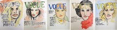  Set of  Vogue Covers, Watercolor fashion drawings on archive paper.