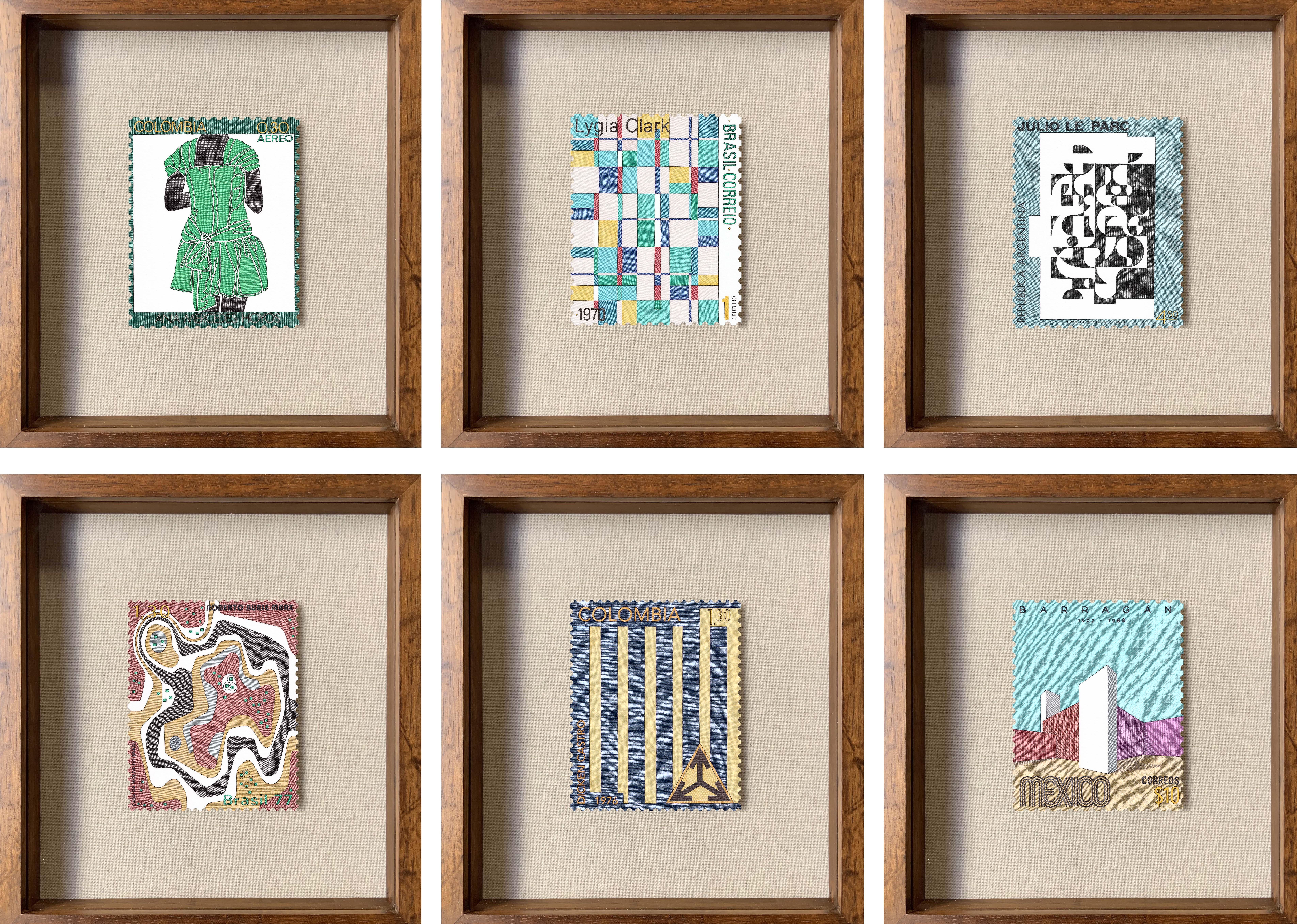 Set di 6 disegni. Dalla serie Artistics & Architects dell'America Latina