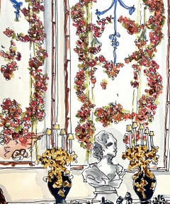 Palacio la Liria in Madrid . Watercolor interiors  drawing on archival paper