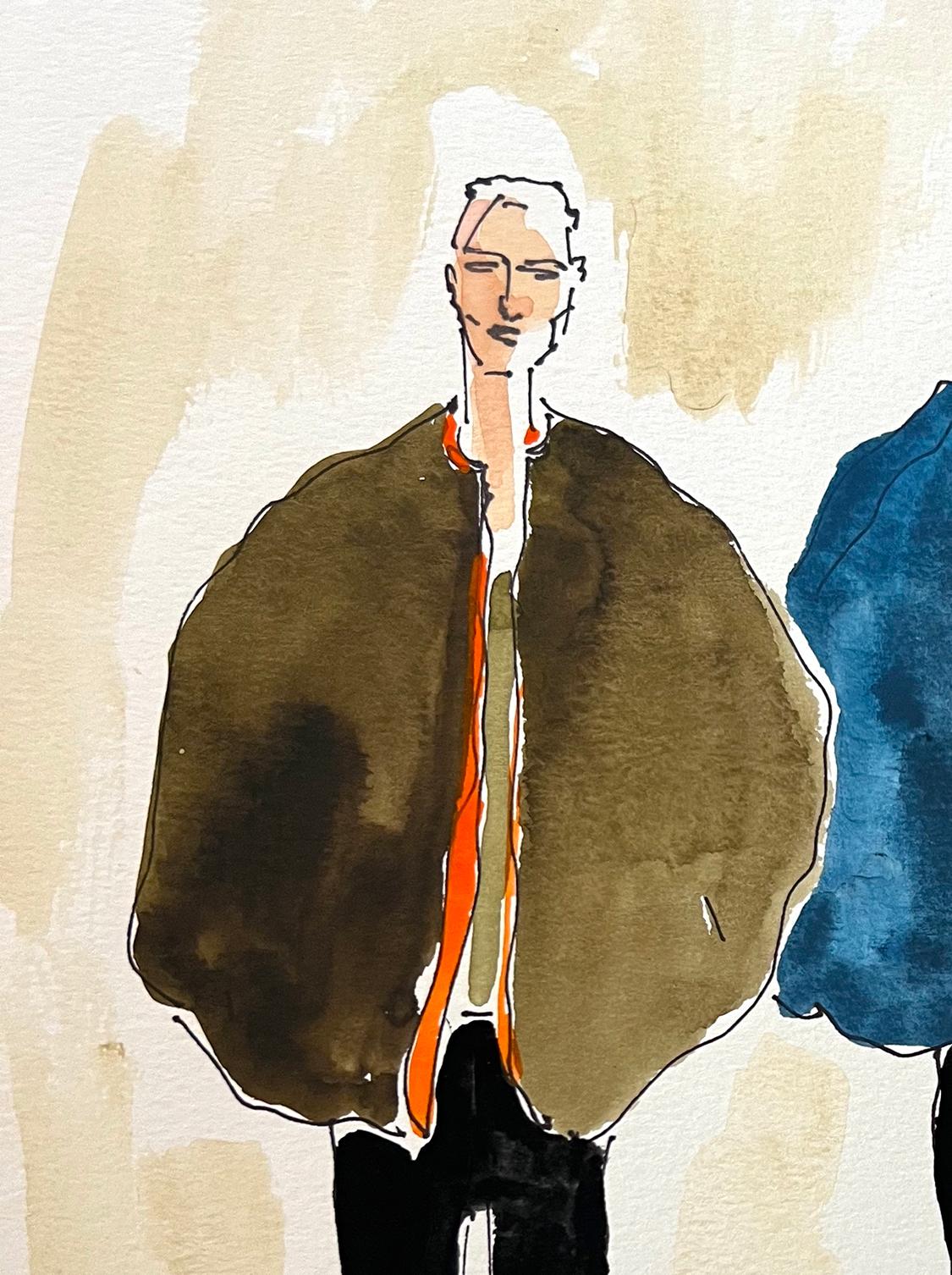 Prada puffy coats. Watercolor fashion drawing on archival paper - Art by Manuel Santelices
