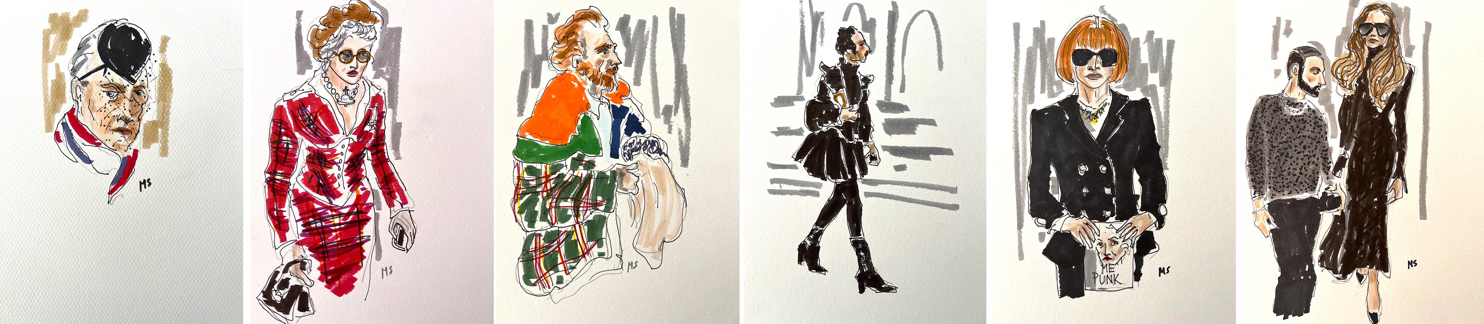 Le mémorial de la série Vivienne Westwood. Série de 6 dessins 