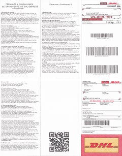 GUIA DHL. Verfolgung. Zeichnung auf Papier.  Bedingungen und Bedingungen der Serie