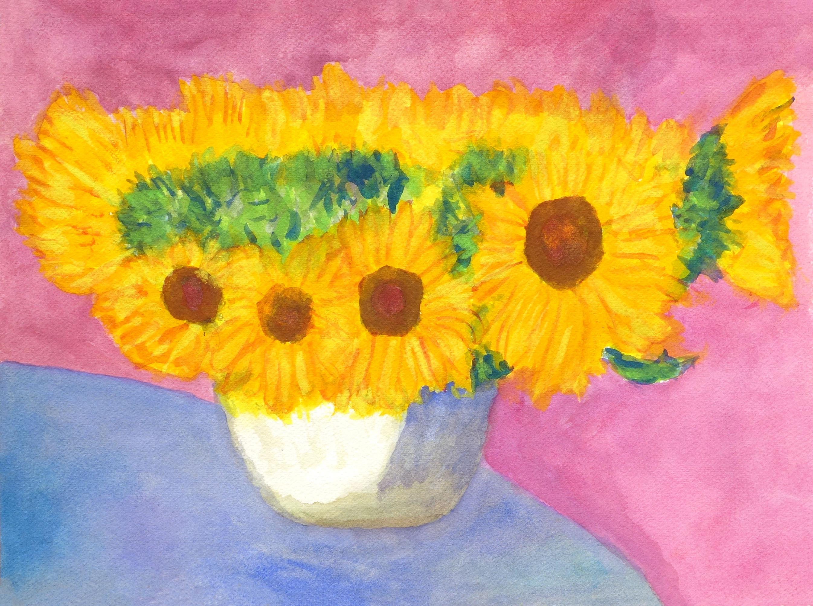 Sunflowers, Hollywood 2018 . Painting From the Still Life Series