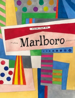 Staples, Marlboros, 2019.  From the Invention  series. gouache on Arches paper